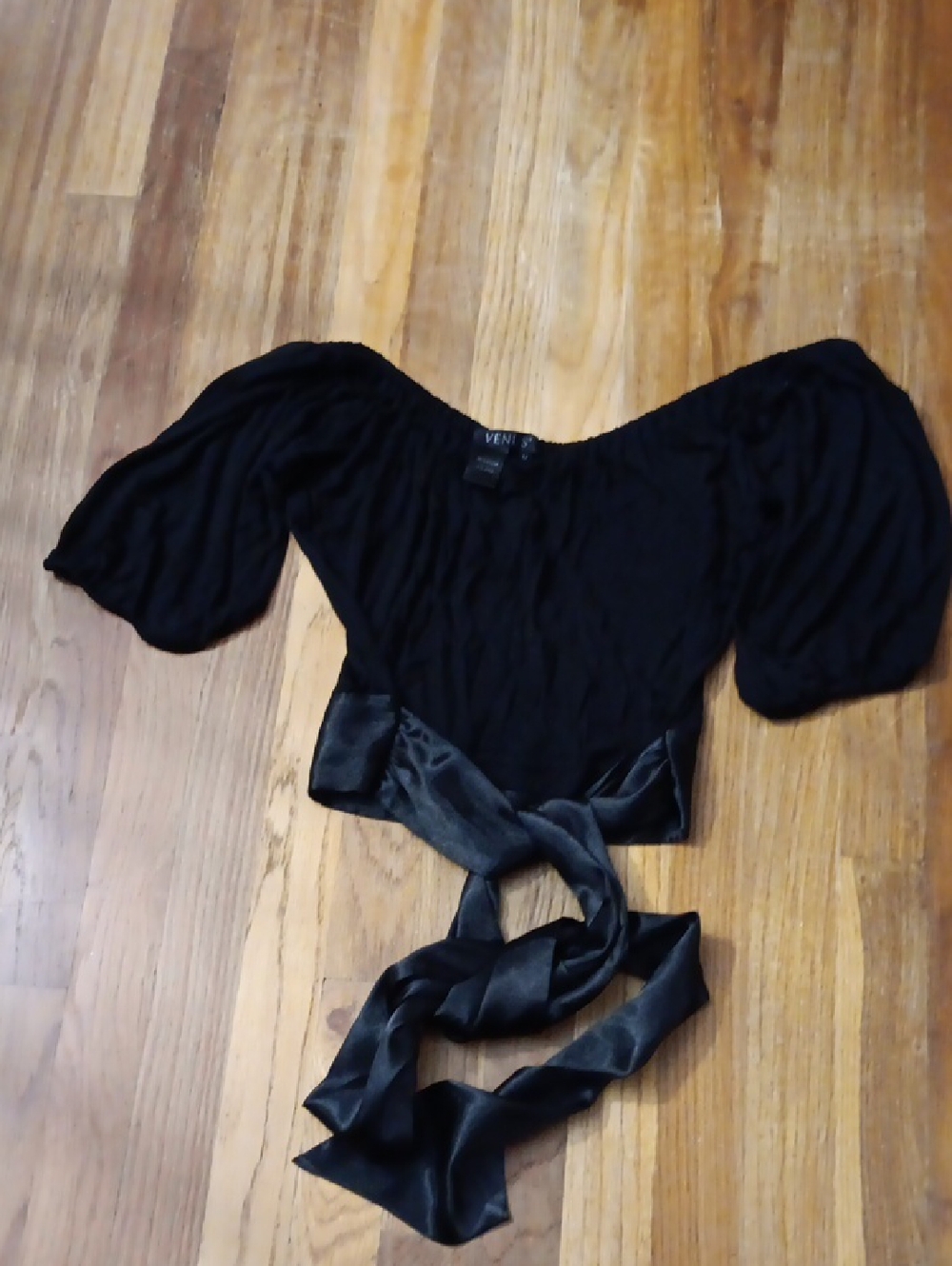 Black Tie-Front Crop Top